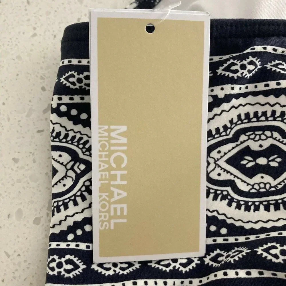 Michael Kors Navy White Print Cruise sz 4